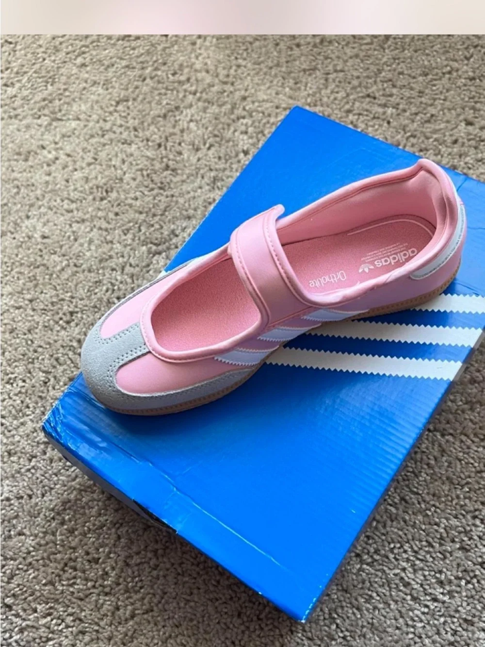 adidas Pink Kids Sneakers with White Stripes and Gum Sole